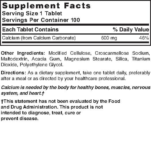 Nature's Blend Calcium Carbonate 600 mg bottle front view