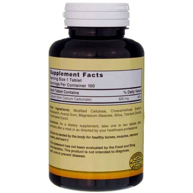Bottle cap and tablets of Nature's Blend calcium carbonate