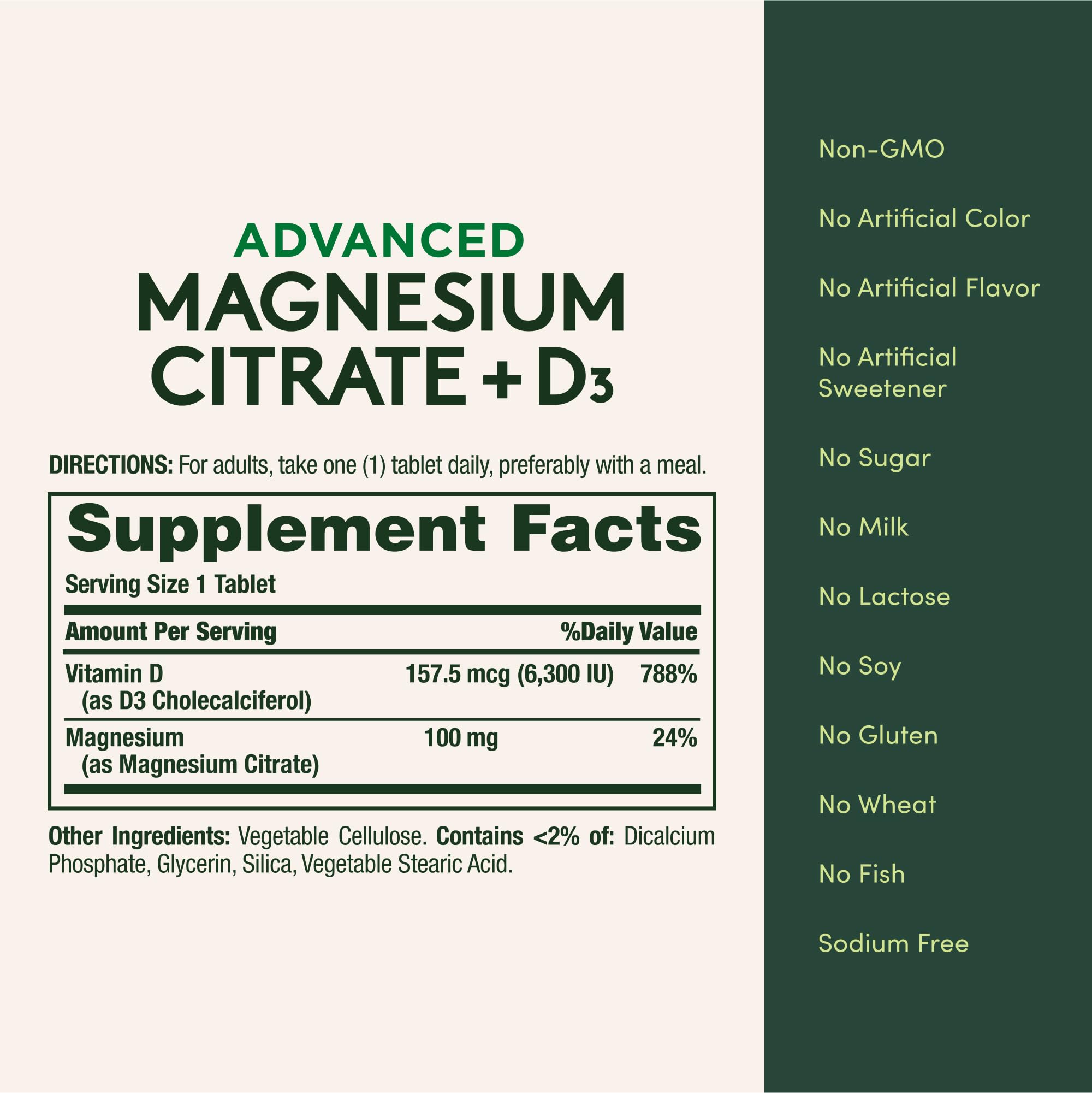 Label shows 6300 IU Vitamin D3 and 100 mg Magnesium Citrate