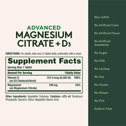 Label shows 6300 IU Vitamin D3 and 100 mg Magnesium Citrate
