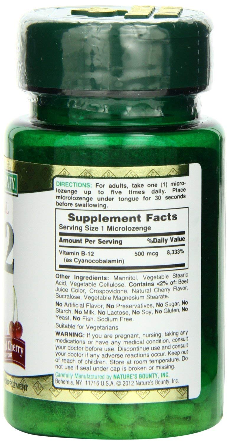 Close-up of cherry-flavored B-12 Quick Dissolve tablets