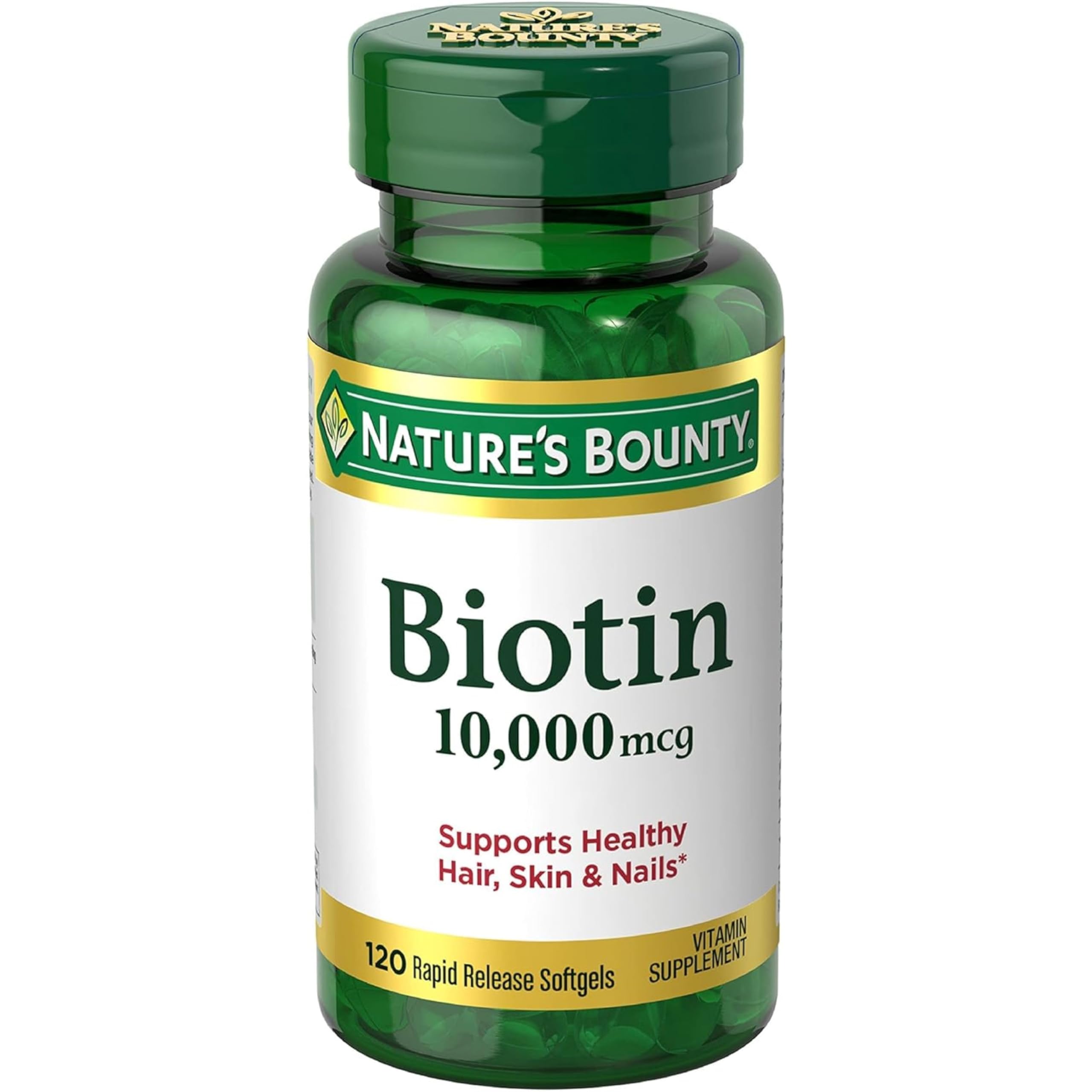 Nature's Bounty Biotin 10,000 mcg bottle