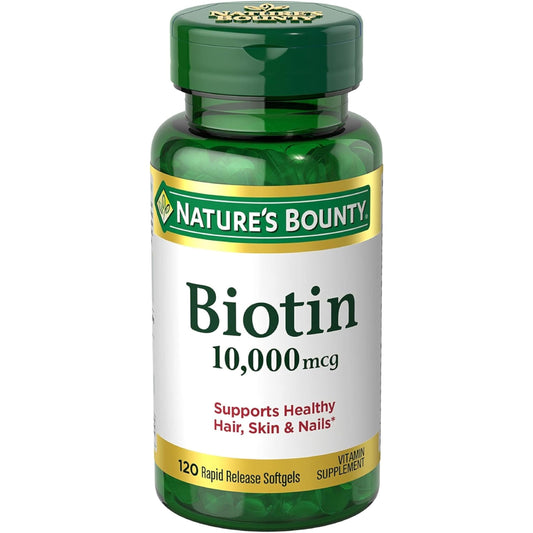 Nature's Bounty Biotin 10,000 mcg bottle