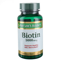 Front view of Nature's Bounty Biotin 5000mcg 72 softgels pack 2