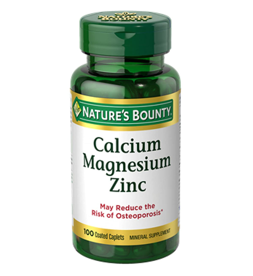 Nature's Bounty Calcium Magnesium Zinc bottle and label