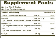 Calcium Magnesium Zinc caplets close-up