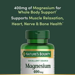 Nature's Bounty Magnesium 400 mg softgel bottle on a white background