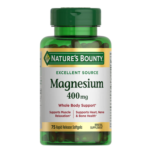 Nature's Bounty Magnesium 400 mg softgel bottle front view