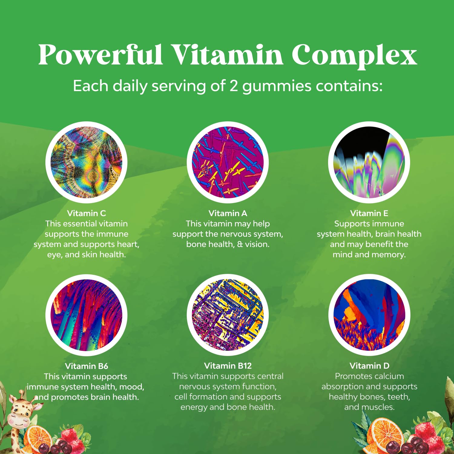 Label indicating gelatin-free, gluten-free and Non-GMO vitamins