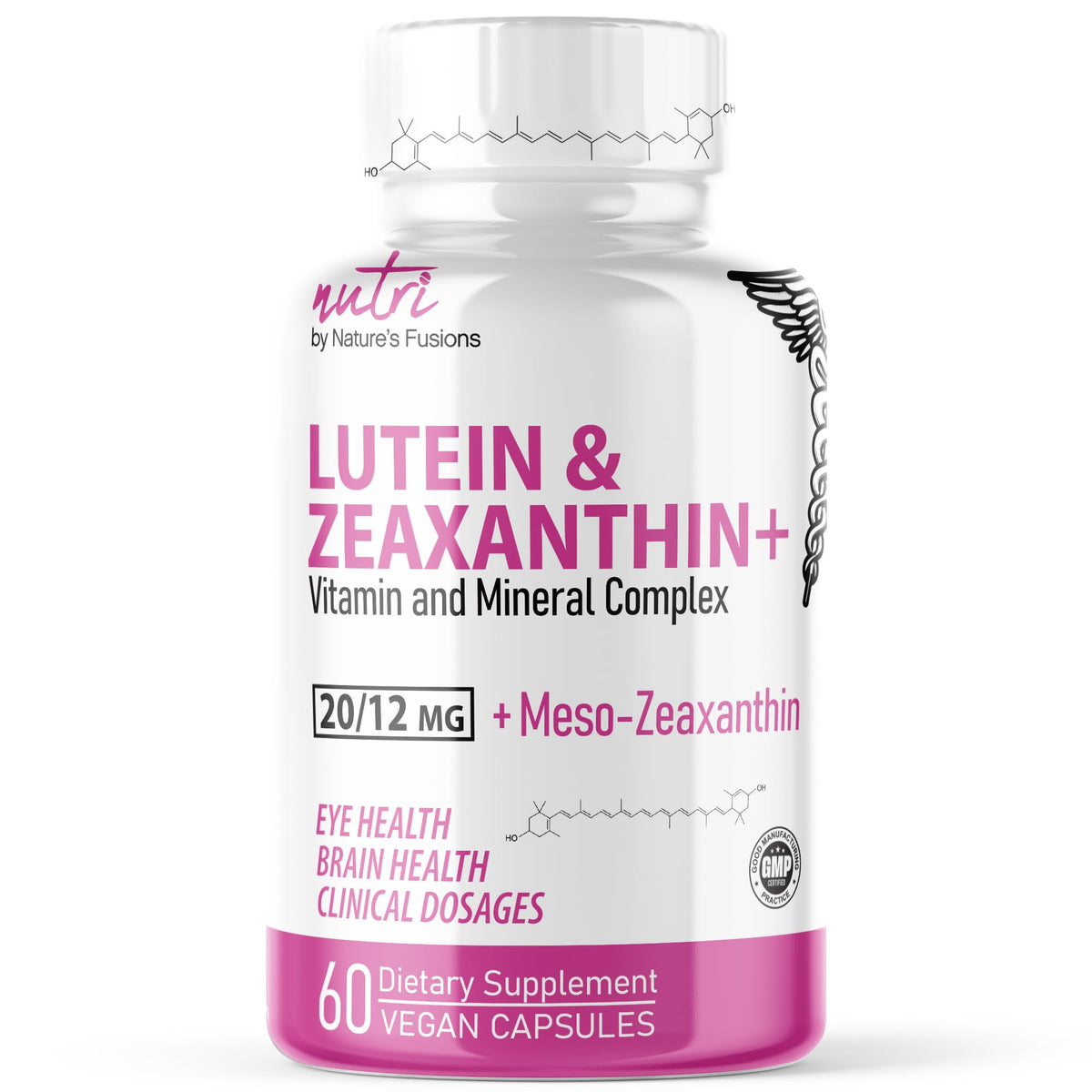 Nature's Fusions Nutri Lutein 20mg eye vitamins complex bottle