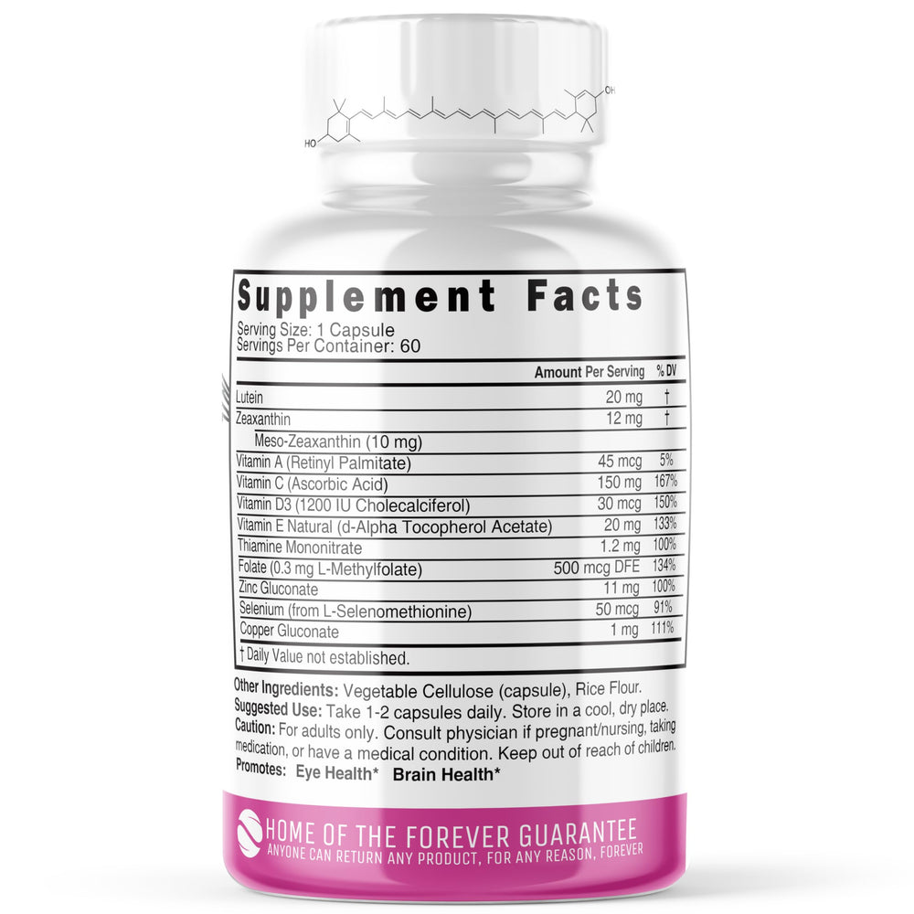 Meso-zeaxanthin, zeaxanthin and lutein triple carotenoid formula