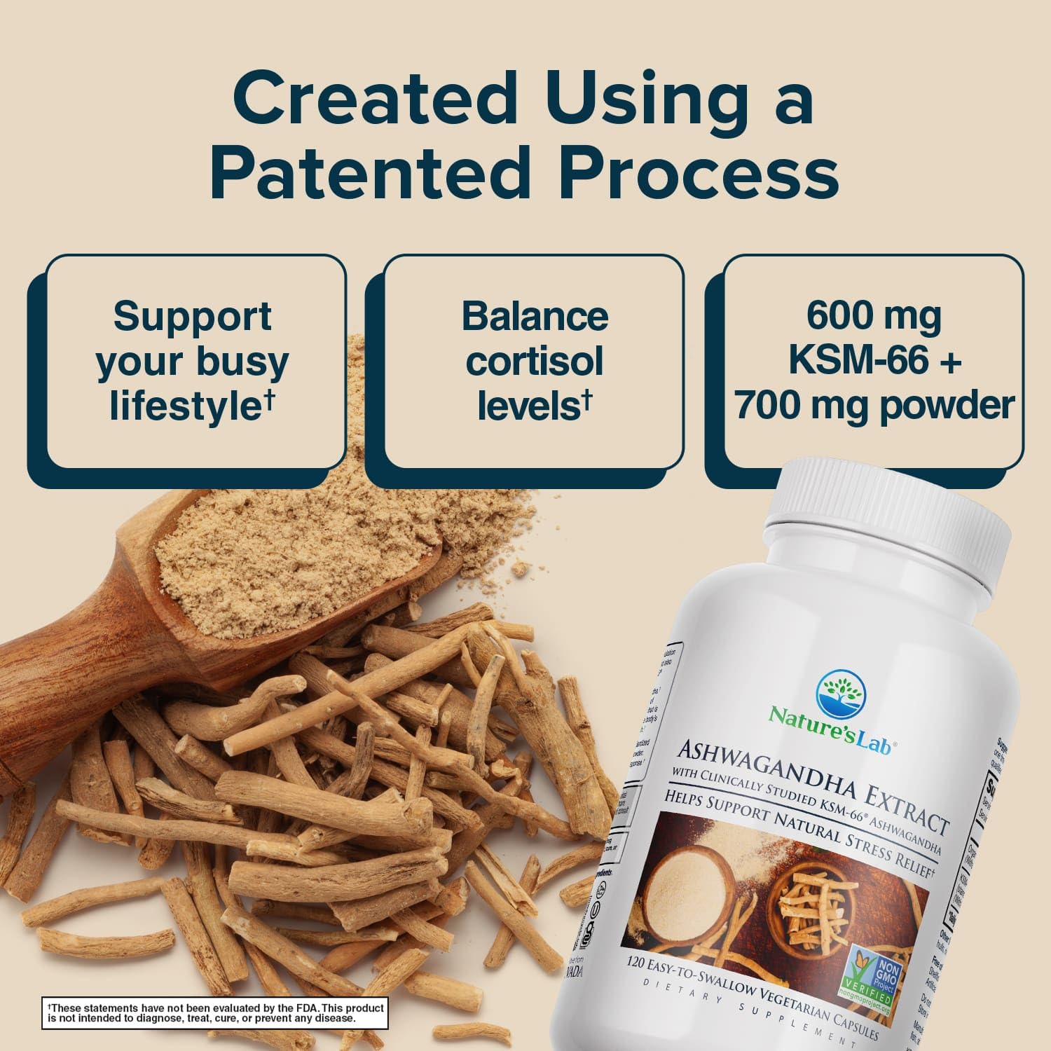 Organic root powder component of Nature's Lab Ashwagandha