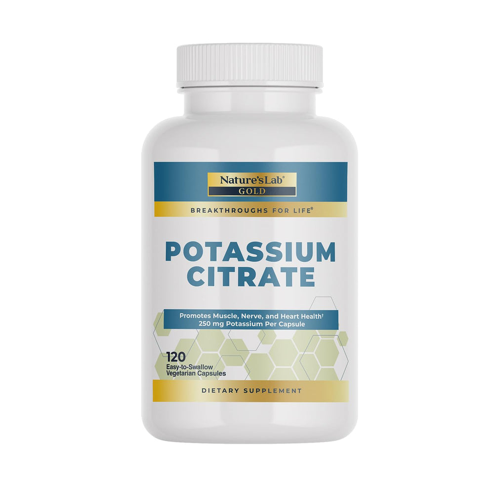 Front view of Nature's Lab Gold Potassium Citrate bottle