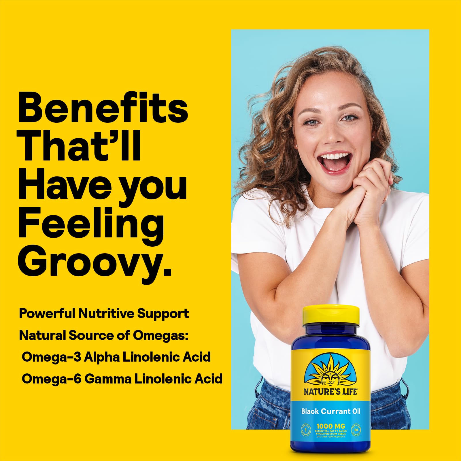Supplement facts panel highlighting Omega-3 and Omega-6 content