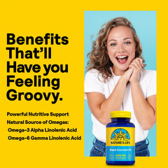 Supplement facts panel highlighting Omega-3 and Omega-6 content