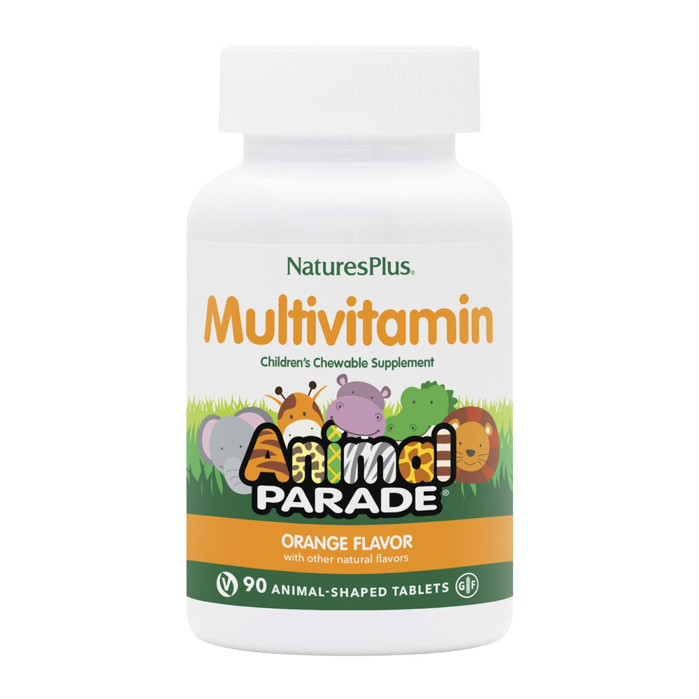 Natures Plus Animal Parade Orange front with 90 chewable tablets