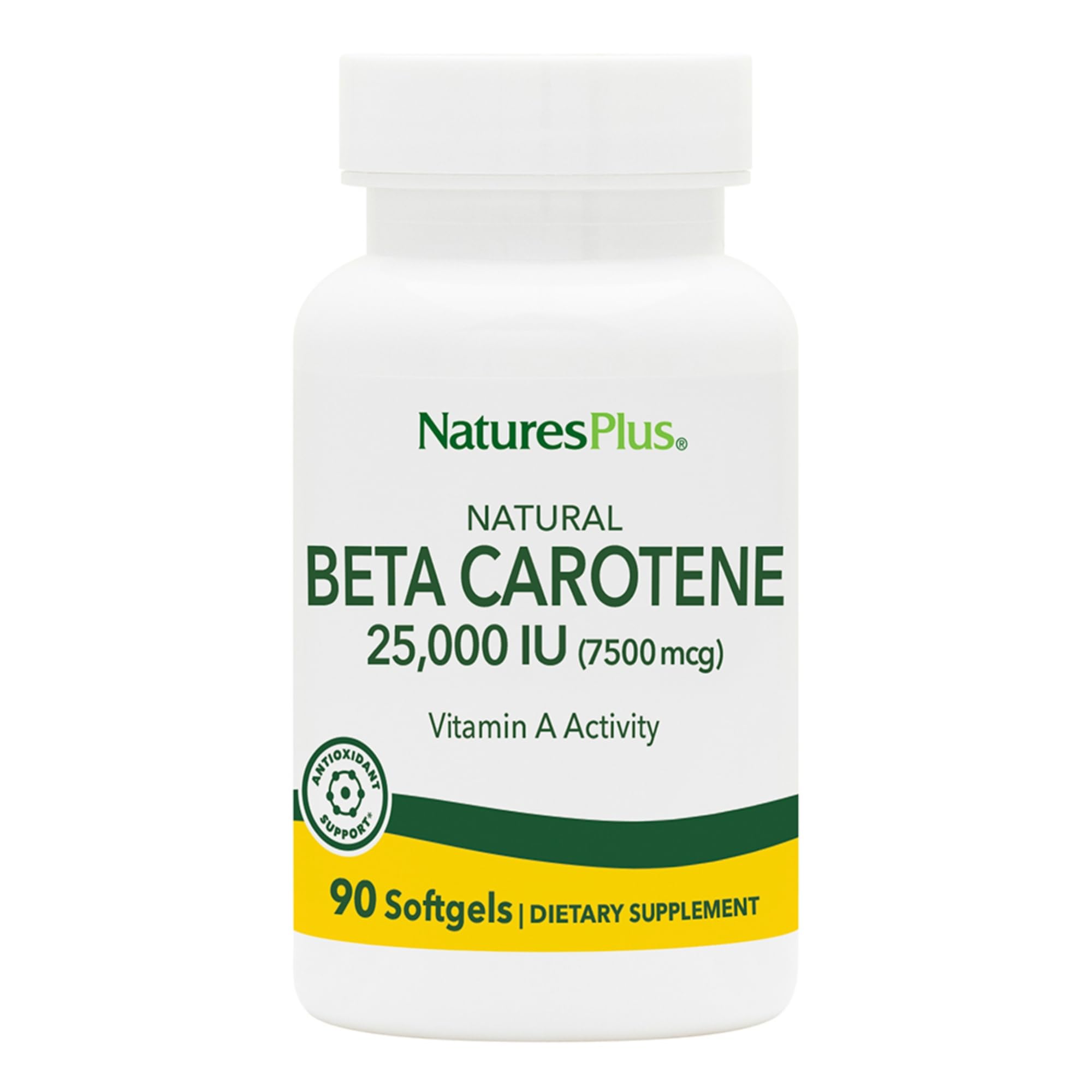 Natures Plus Beta Carotene 25,000 IU bottle and label