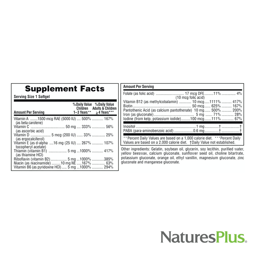 Ingredients list and vitamins