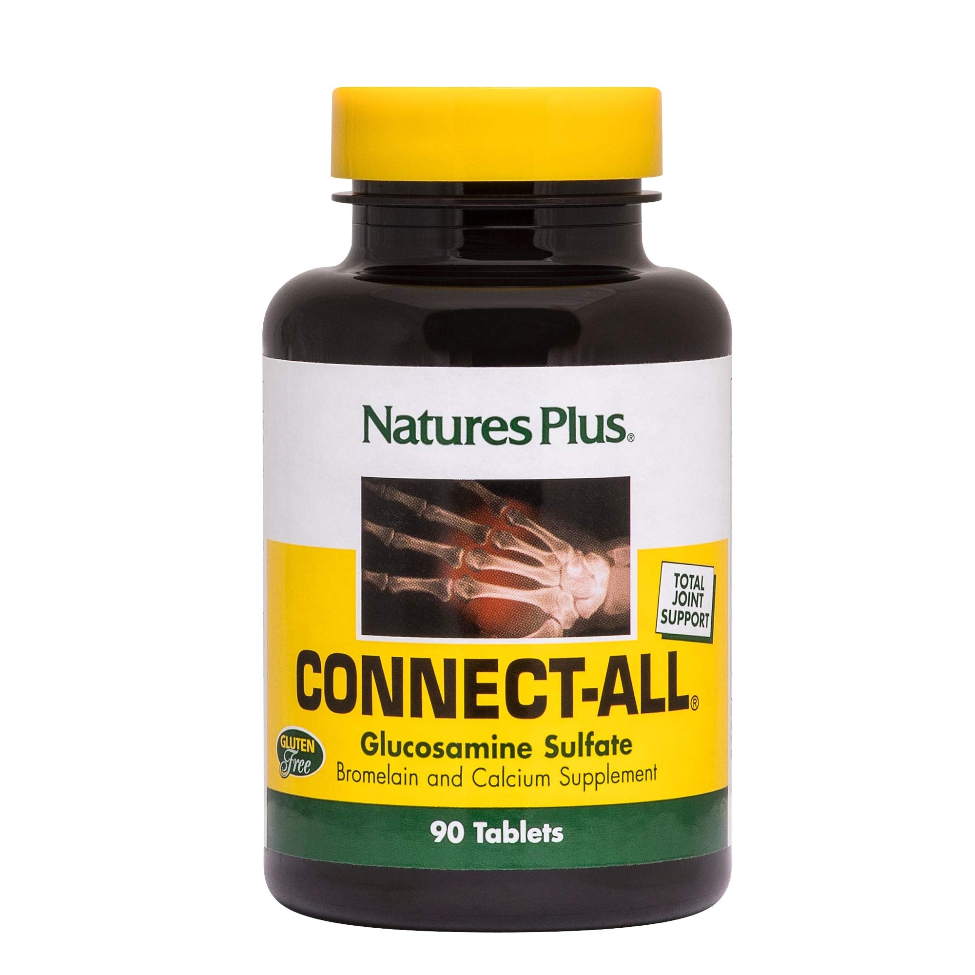 Front view of Natures Plus Connect-All Glucosamine Sulfate 300 mg bottle