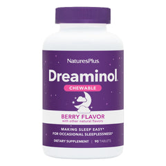 Natures Plus Dreaminol Chewable bottle and label displaying sleep support chewable