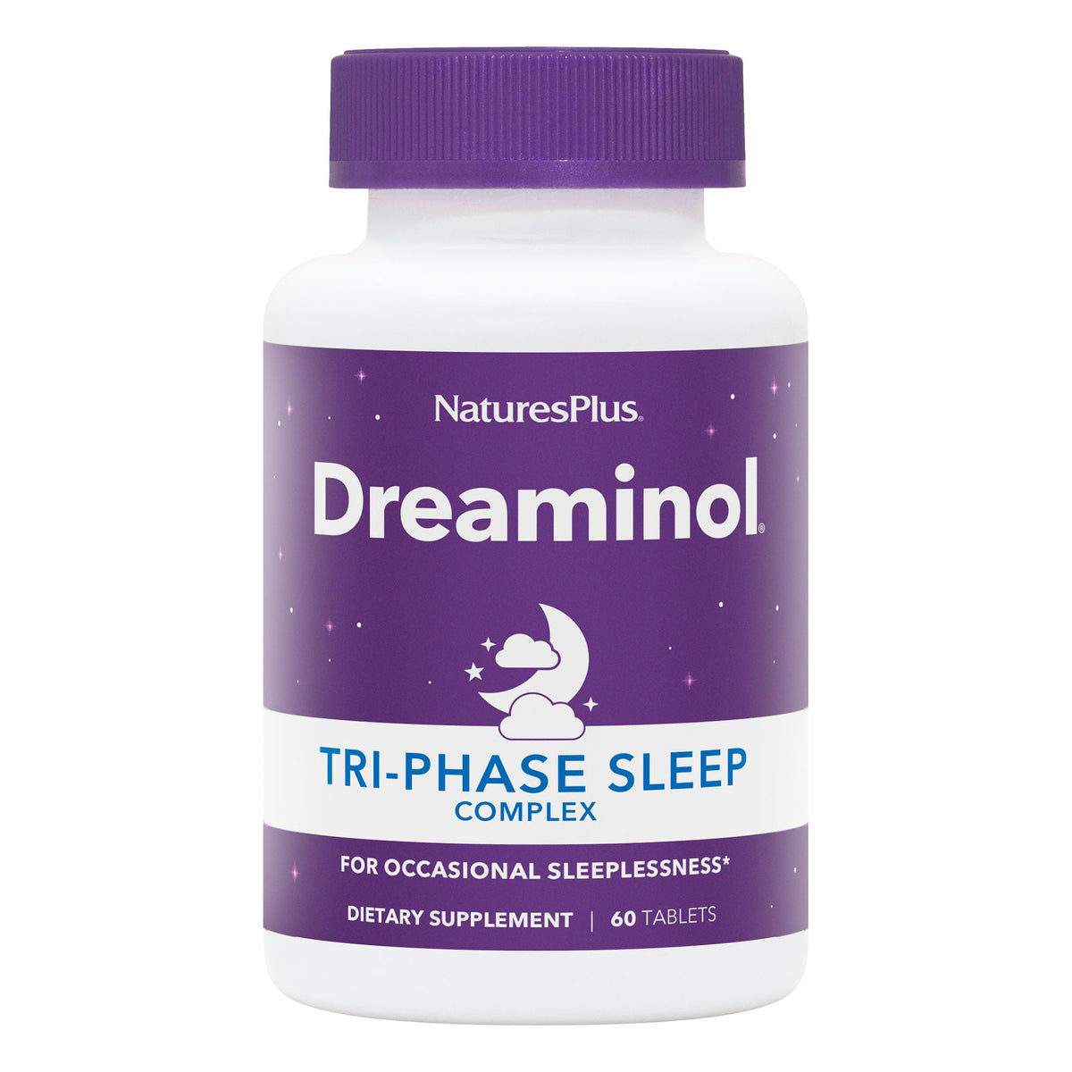 Natures Plus DREAMINOL Tri-Phase Sleep Complex supplement bottle