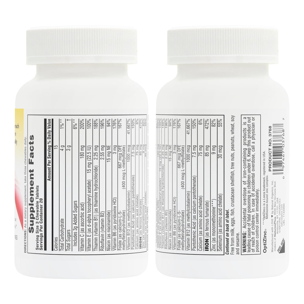 Supplement facts and label for Natures Plus Hema-Plex Iron