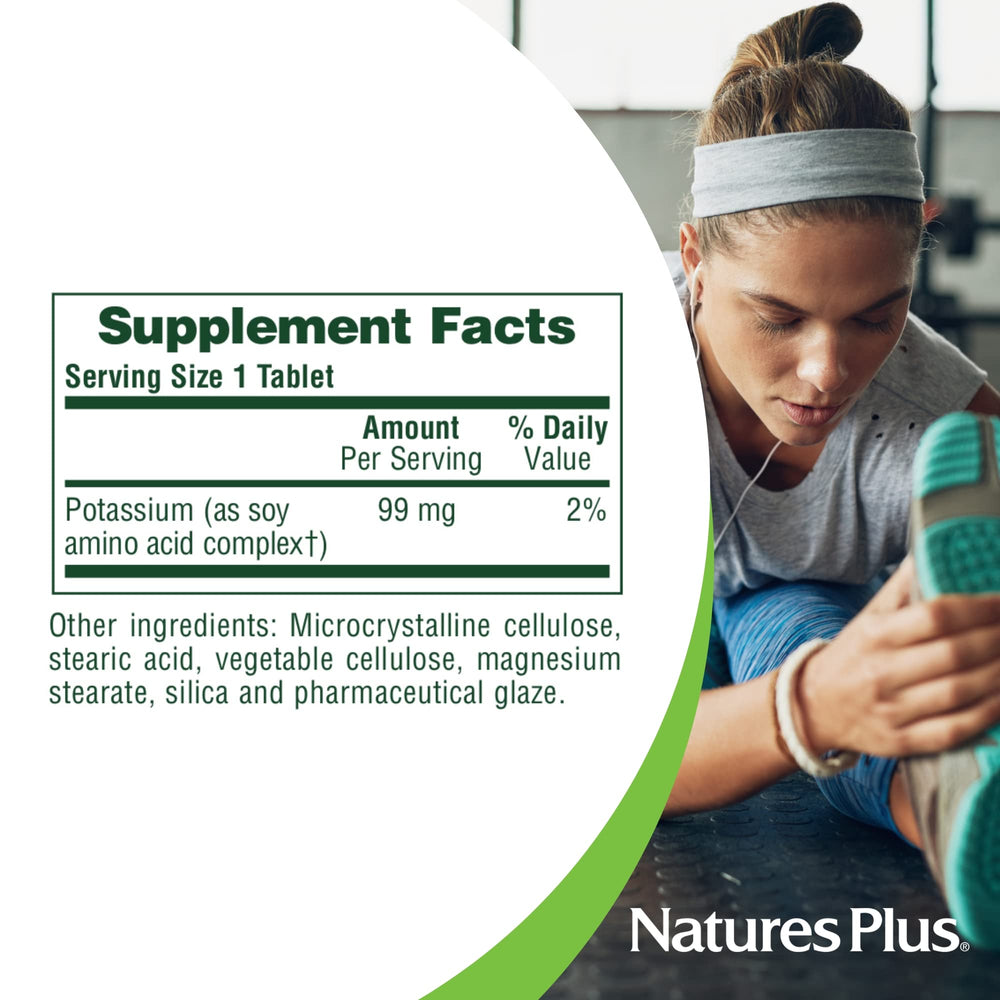 Non-GMO, gluten-free, vegetarian claims for Nature’s Plus Potassium 99 mg