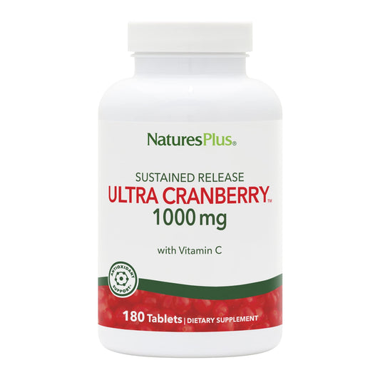 Front view of Natures Plus Ultra Cranberry 1000 mg bottle
