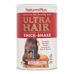Natures Plus Ultra Hair Thick Shake 1 lb tub with French Vanilla flavor