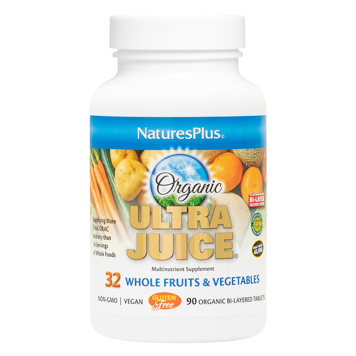Front view of Natures Plus Ultra Juice Multivitamin bottle