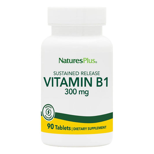 Front label of Natures Plus Vitamin B1 Thiamin HCI bottle