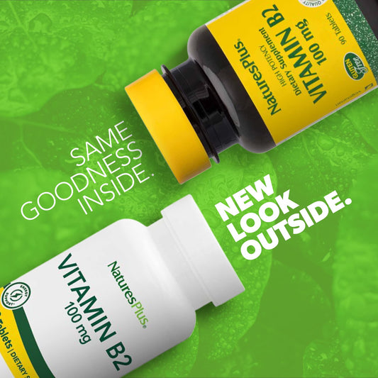 Back label with supplement facts for Vitamin B2 Riboflavin bottle