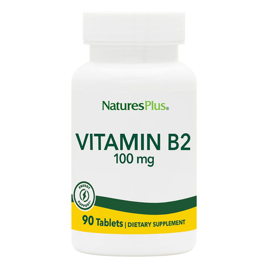 Front view of Natures Plus Vitamin B2 Riboflavin 100 mg bottle