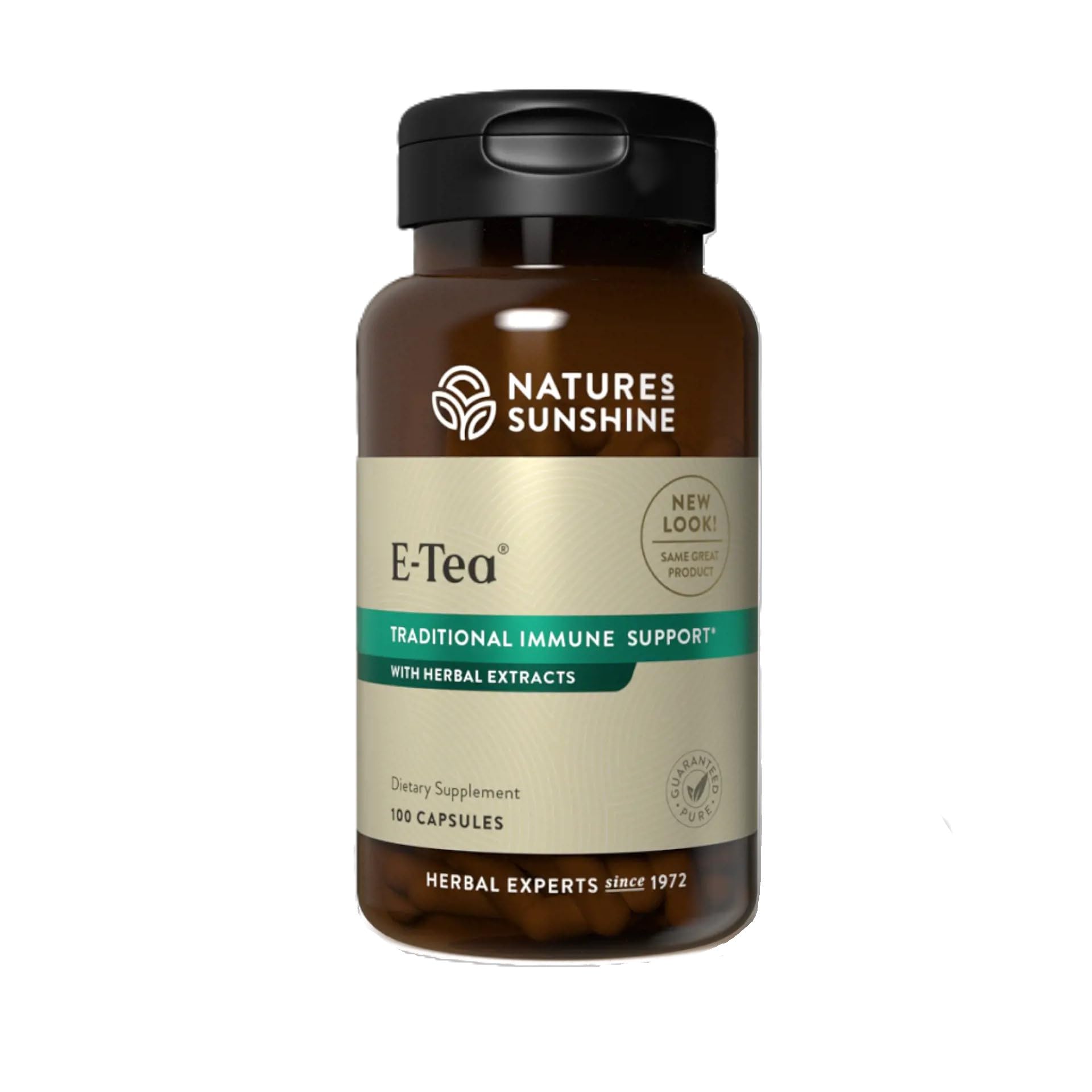 Nature's Sunshine E-Tea Capsules bottle front view