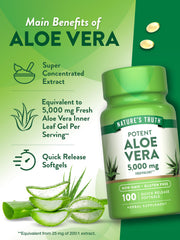 Ingredients panel for Nature's Truth Aloe Vera Softgels 5000 mg