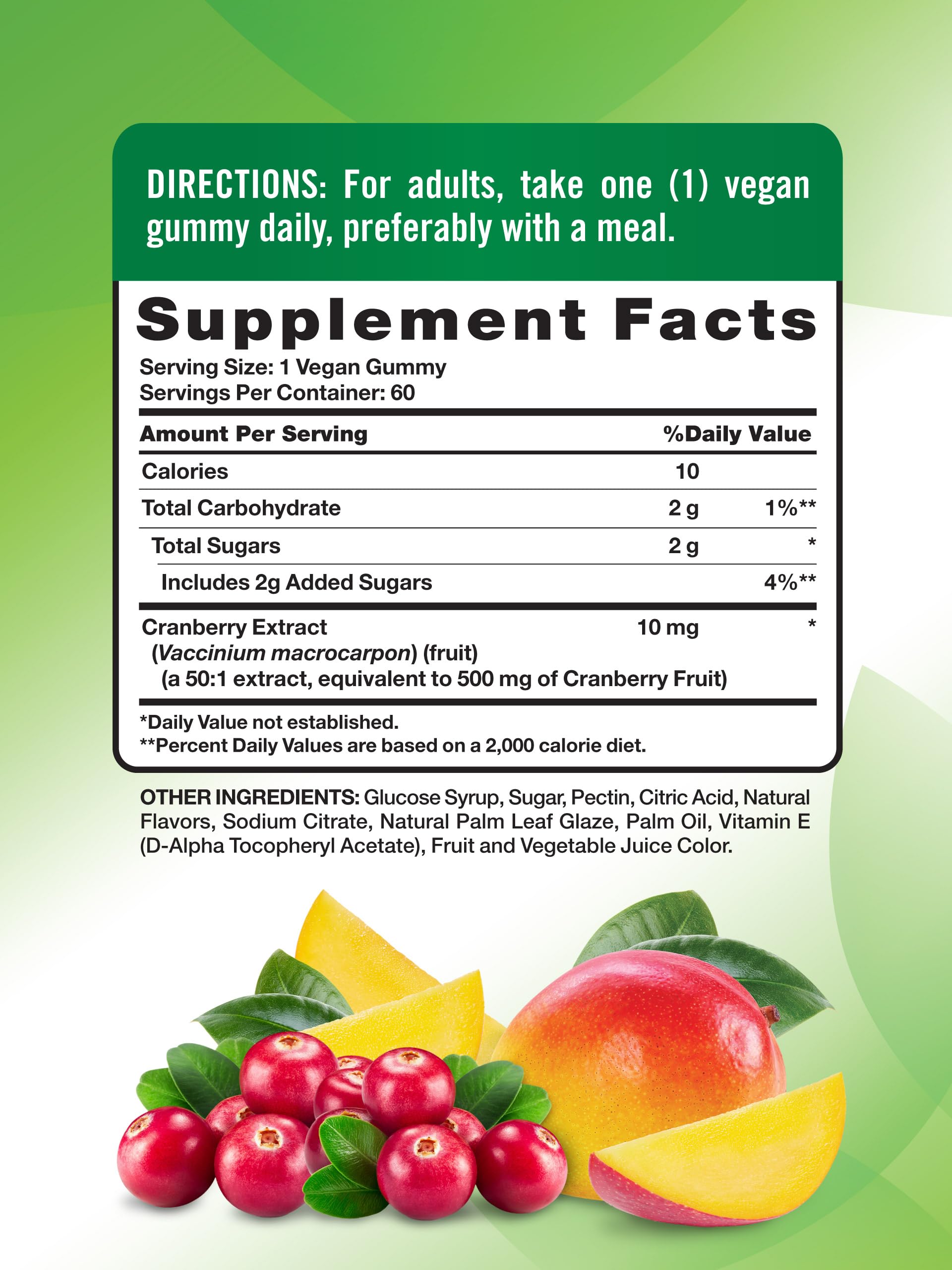 Nature's Truth Cranberry Gummies Pack 2 label