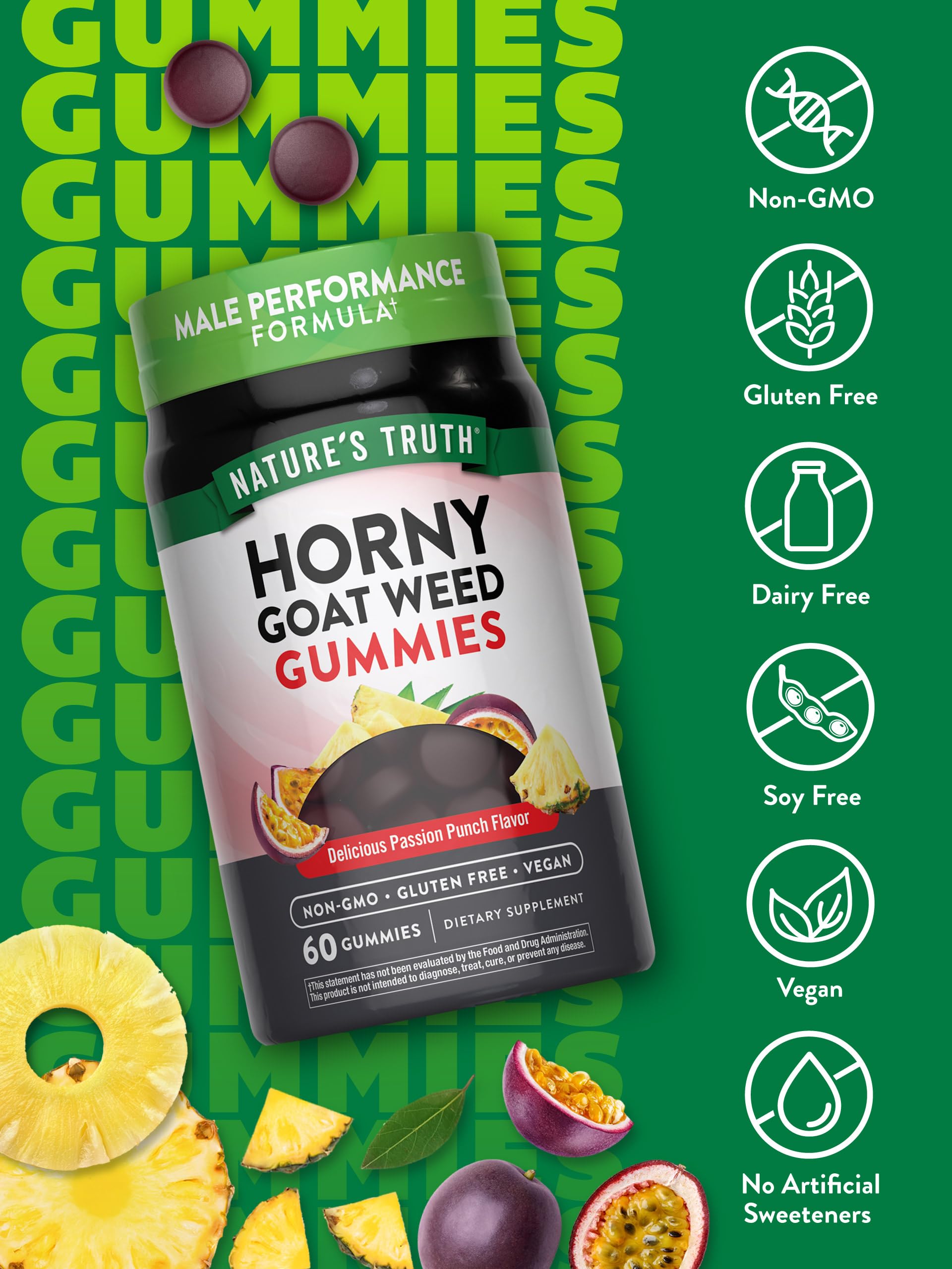 Close-up of Passion Punch flavor gummies