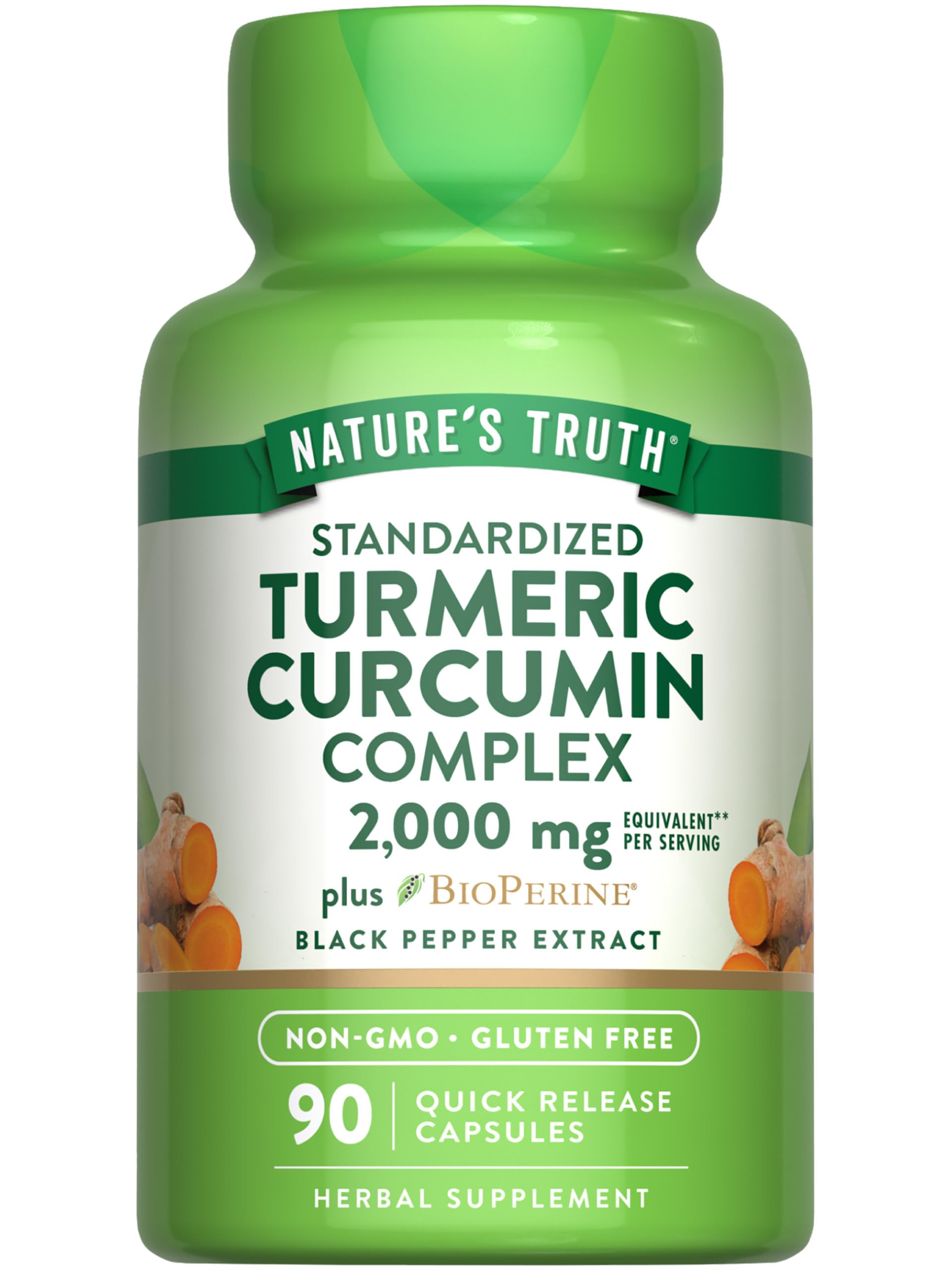 Nature's Truth Turmeric Curcumin capsules bottle front showing 2000 mg per serving