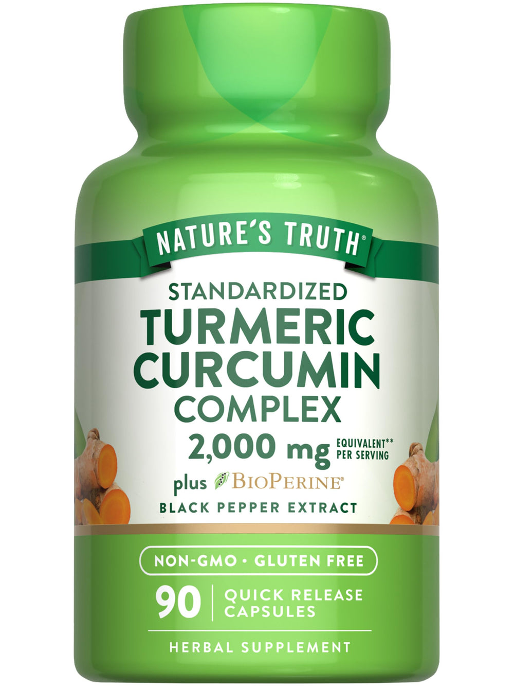 Nature's Truth Turmeric Curcumin capsules bottle front showing 2000 mg per serving