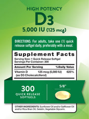 Label showing 125 mcg per softgel