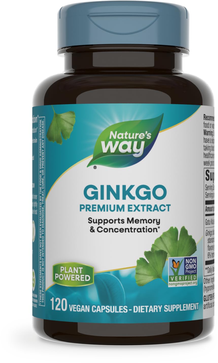 Nature's Way Ginkgo Premium Extract bottle – 120 capsules