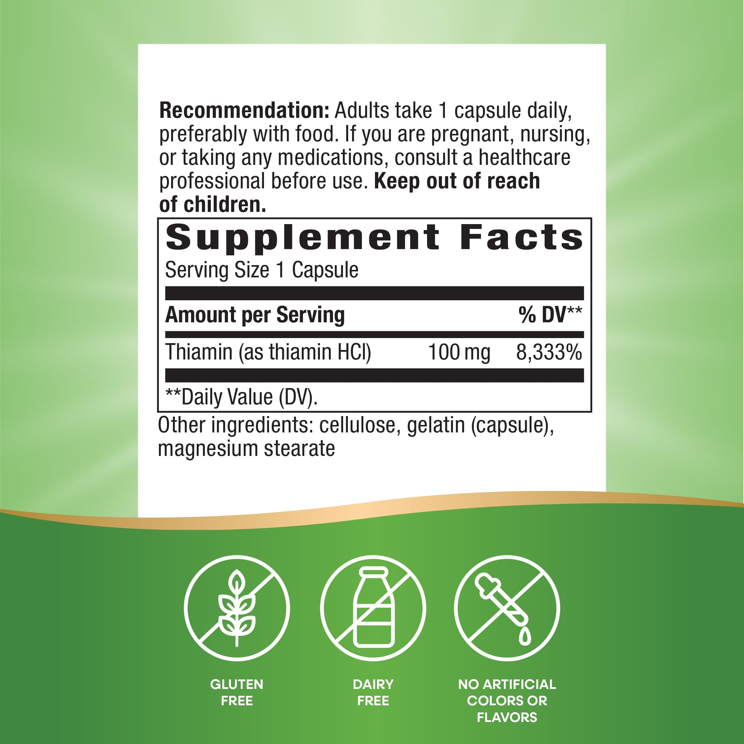 Capsules of Nature's Way Vitamin B1 100 mg thiamin HCl