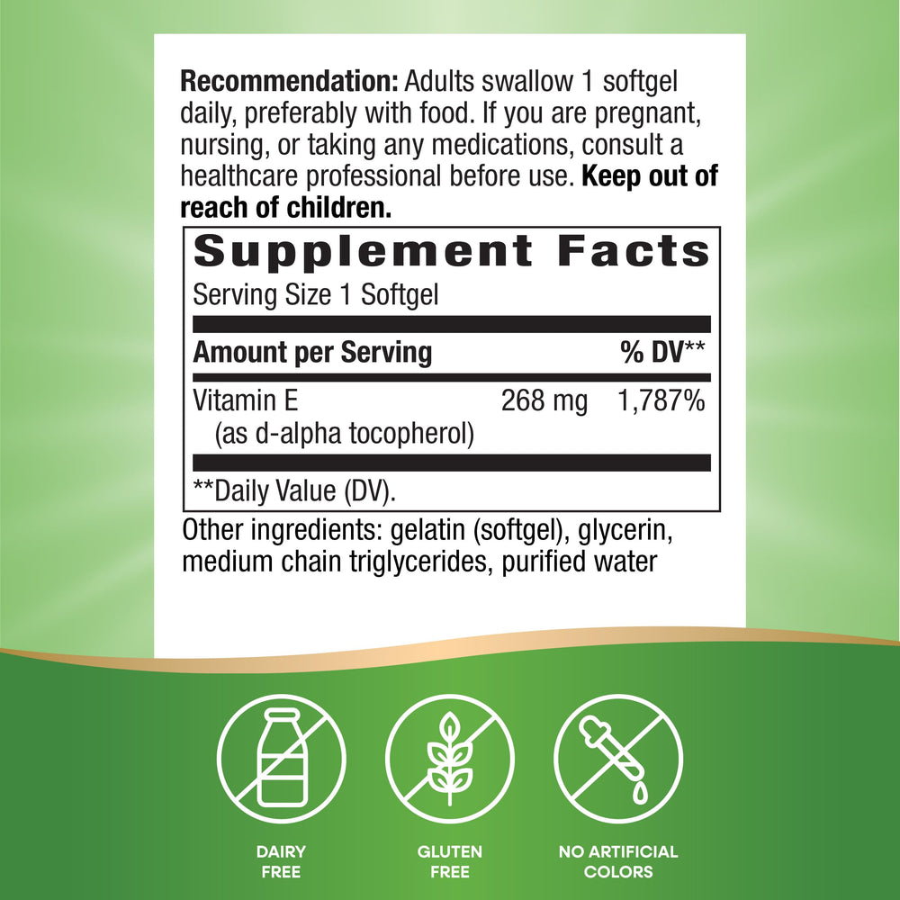 Nature's Way Vitamin E D-Alpha Tocopherol 100 softgels bottle
