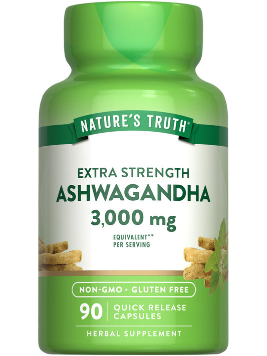 Front view of Nature's Truth Ashwagandha Capsules bottle