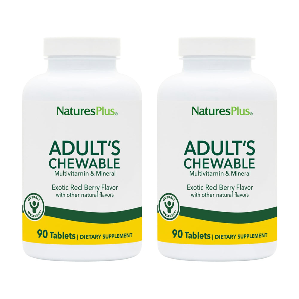 NaturesPlus Adult's Chewable Multivitamin bottle label - Exotic Red Berry flavor