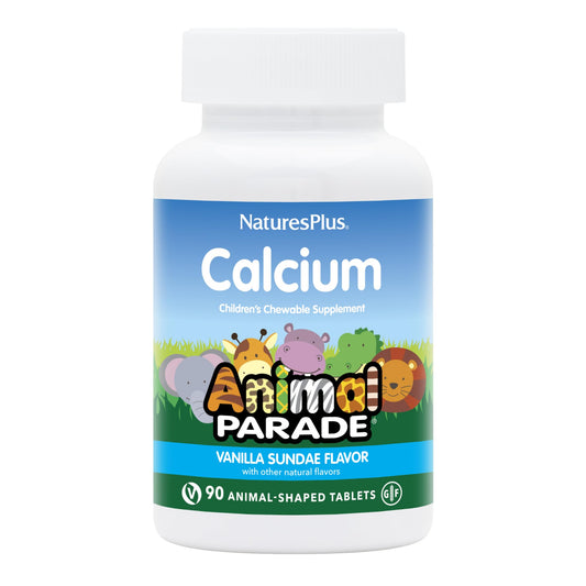 NaturesPlus Animal Parade Calcium Vanilla Sundae bottle with 90 chewable tablets