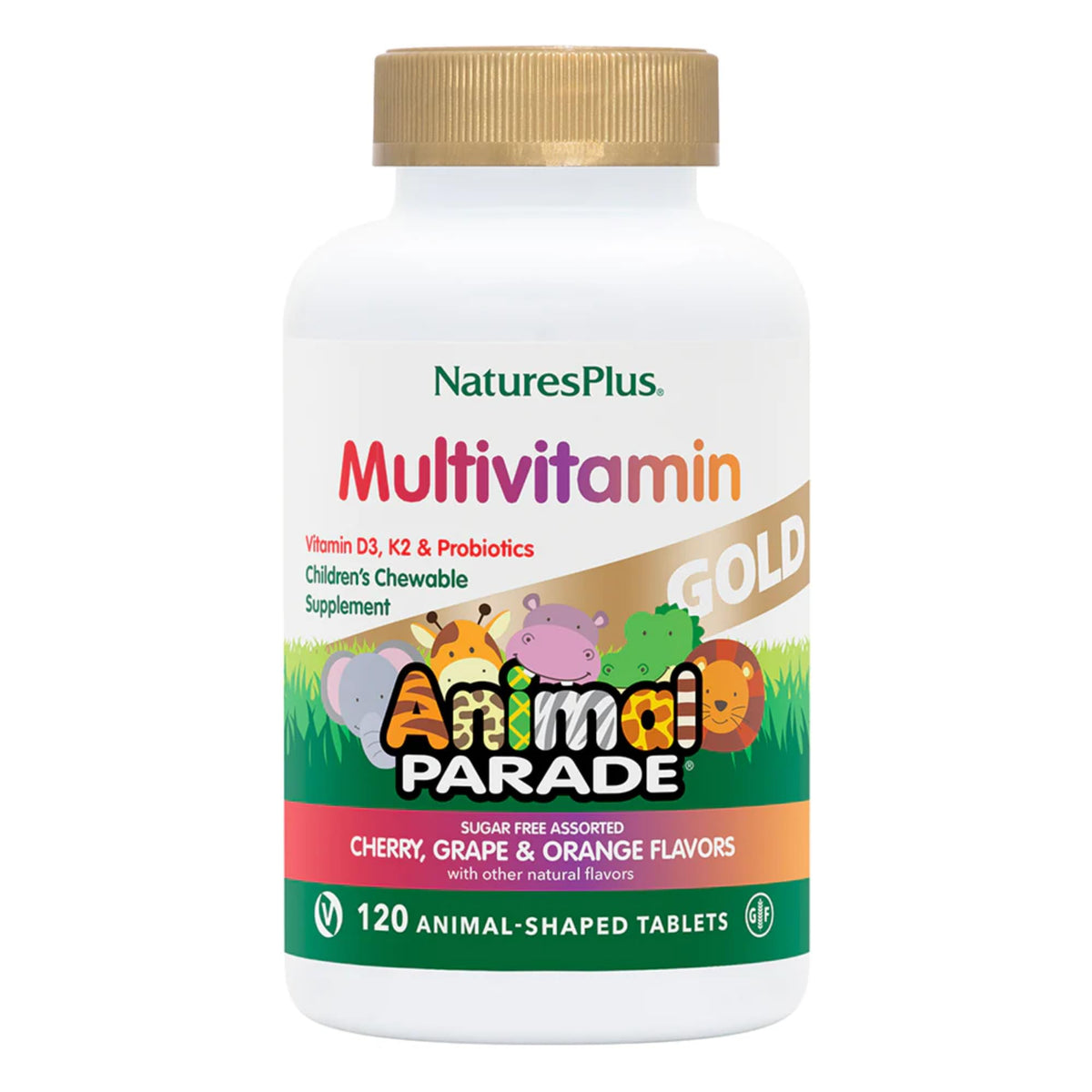 NaturesPlus Animal Parade Gold children's multivitamin hero bottle