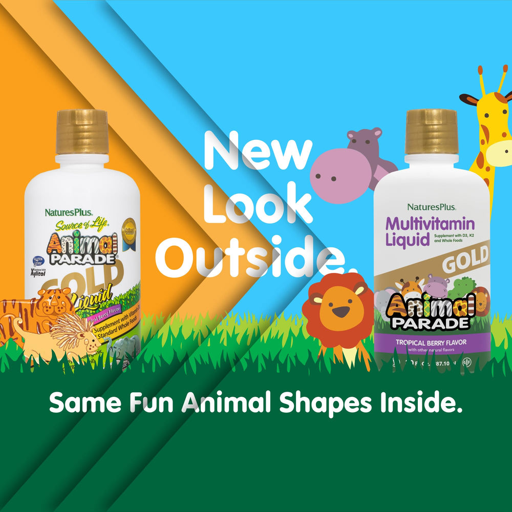 Animal Parade Gold dropper demonstrates easy, measured daily dosing for children.
