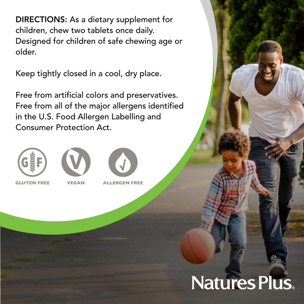 Ingredients and allergen label for NaturesPlus Animal Parade Gold