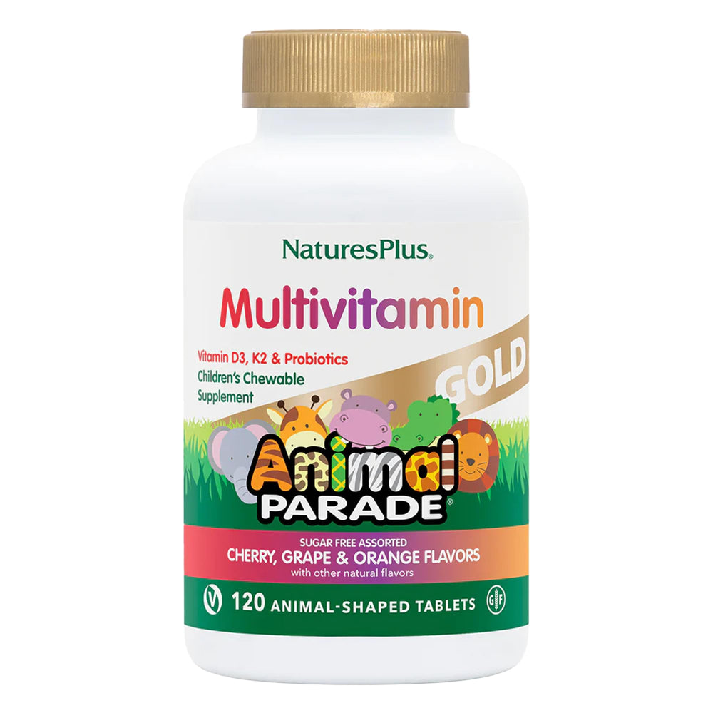 Packaging of NaturesPlus Animal Parade Gold Kids Multivitamin 3-bottle pack